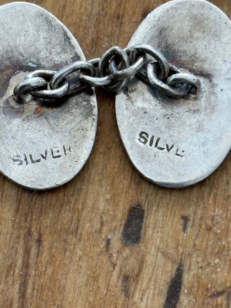 Antikes Paar Manschettenknöpfe aus massivem Silber