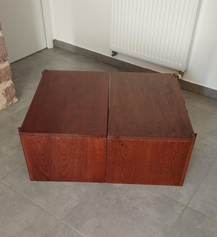 Ensemble de deux chevets, paire de tables de nuit,meuble modulable en table basse, enfilade, commode