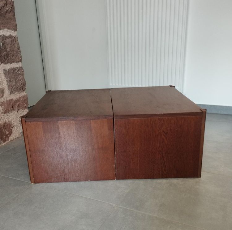 Ensemble de deux chevets, paire de tables de nuit,meuble modulable en table basse, enfilade, commode