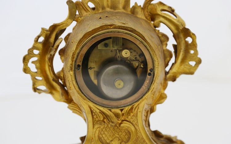 Kaminornament, Uhr, vergoldete Bronze, 19. Jahrhundert