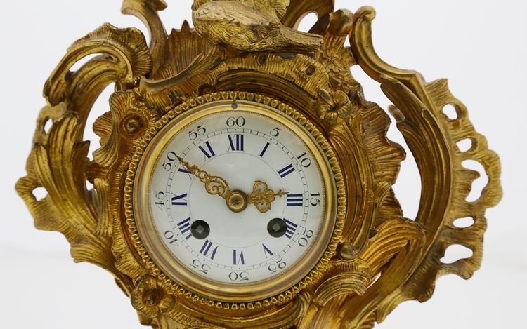 Kaminornament, Uhr, vergoldete Bronze, 19. Jahrhundert