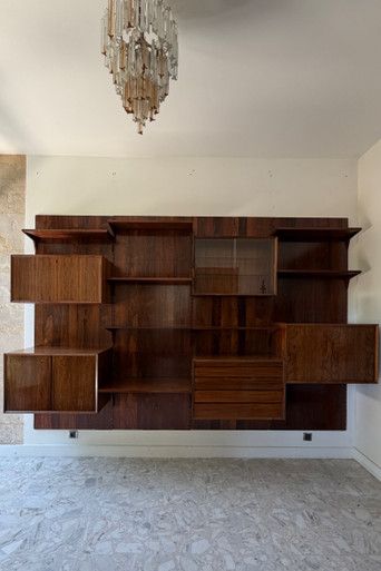 ETAGÈRE MODULAIRE MURALE SCANDINAVE EN PALISSANDRE, POUL CADOVIUS, ANNÉES 60