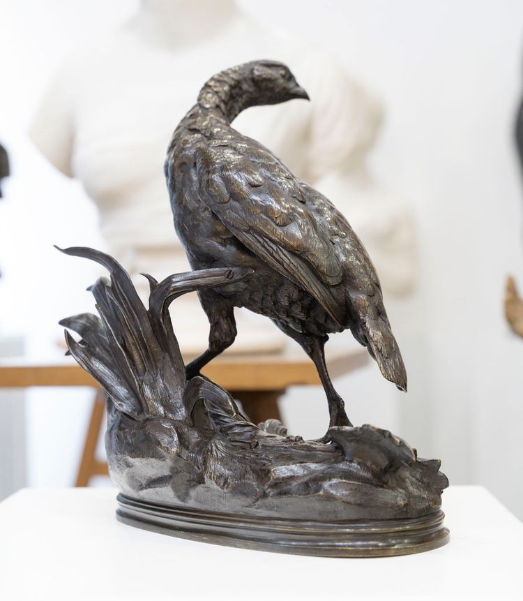 SCULPTURE - LA POULE FAISANE , JULES MOIGNIEZ (1835-1894) - BRONZE