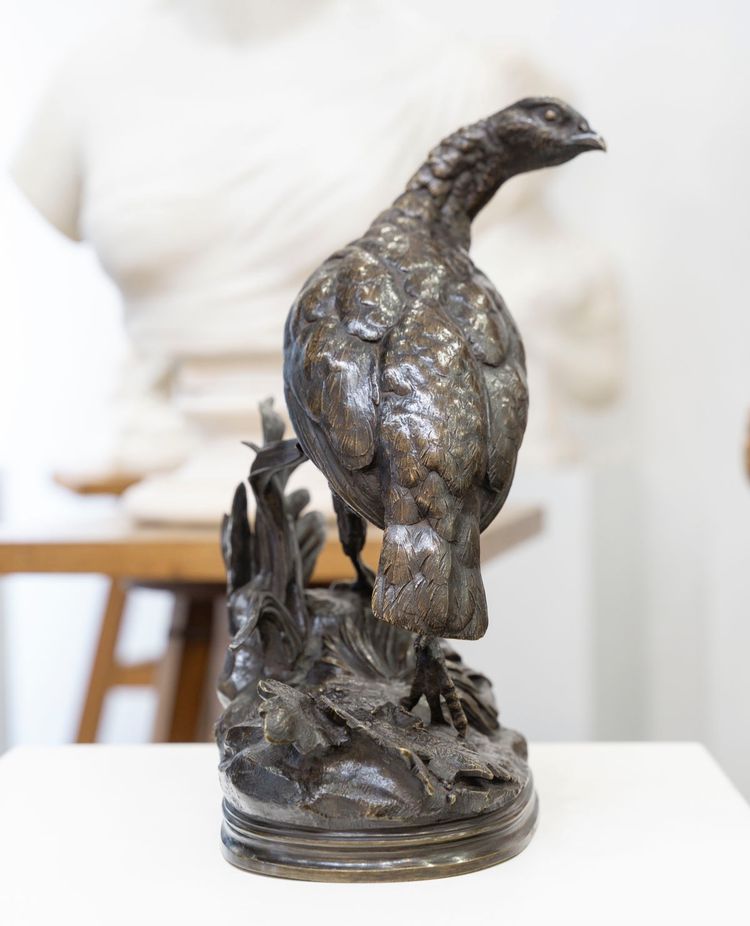 SCULPTURE - LA POULE FAISANE , JULES MOIGNIEZ (1835-1894) - BRONZE