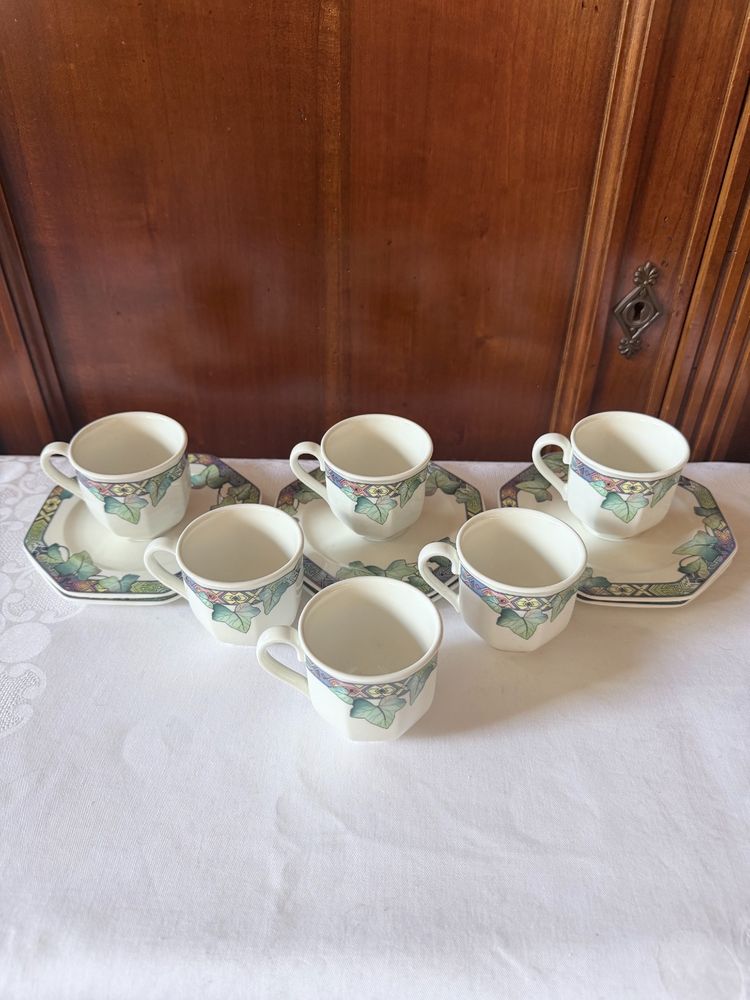Set di 6 tazze da caffè con piattini in porcellana Villeroy & Boch – modello “Pasadena”