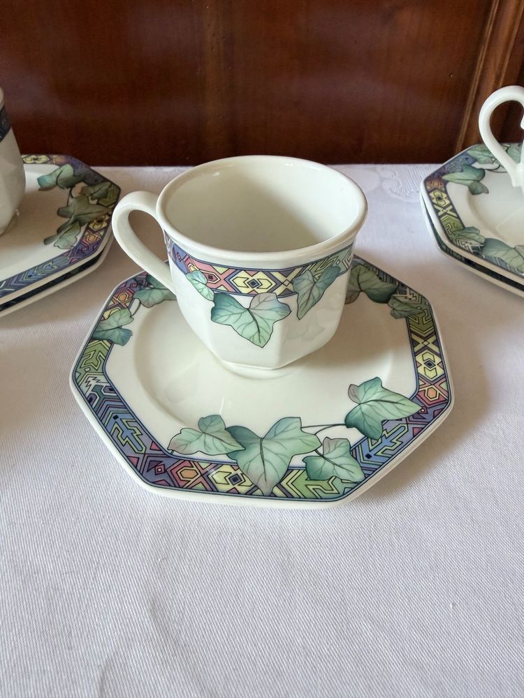 Set di 6 tazze da caffè con piattini in porcellana Villeroy & Boch – modello “Pasadena”