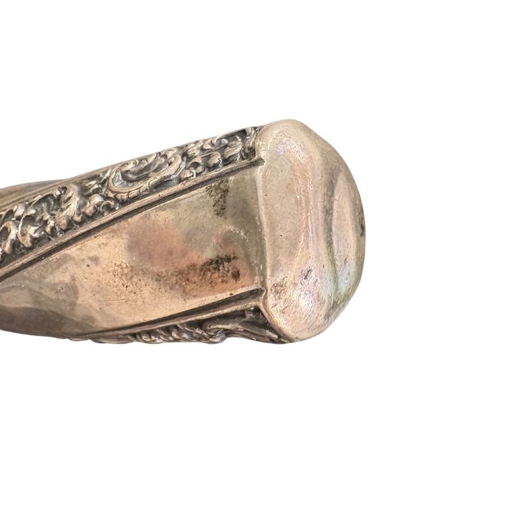Ancien manche d'ombrelle en bronze argenté repoussé – décor torsadé Napoléon III – XIXe siècle