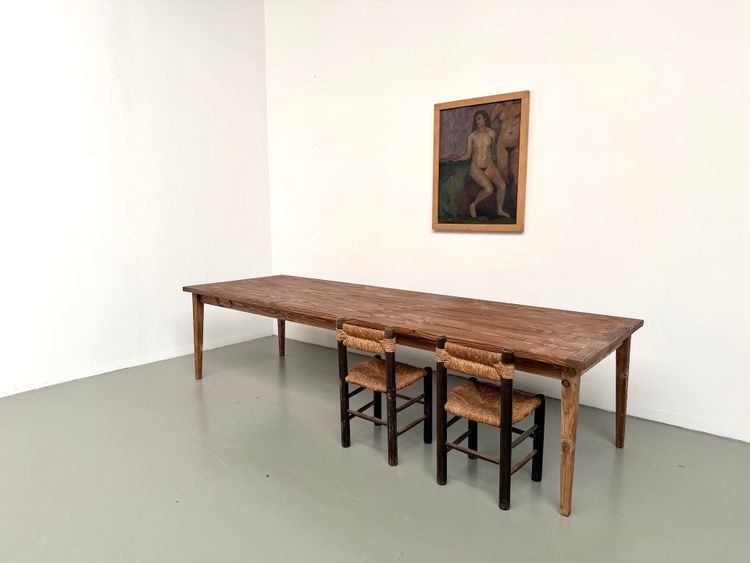 Tavolo XXL in legno massello di pino, circa 1970