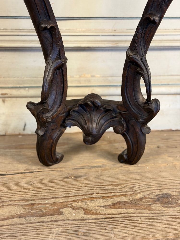 Louis XV style console in carved oak, black patina, 18th century