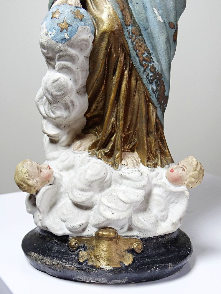 Statue religieuse Notre-Dame des Victoires en plâtre polychrome, début XXe