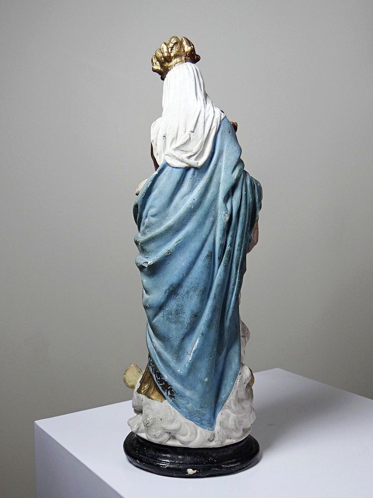 Statue religieuse Notre-Dame des Victoires en plâtre polychrome, début XXe