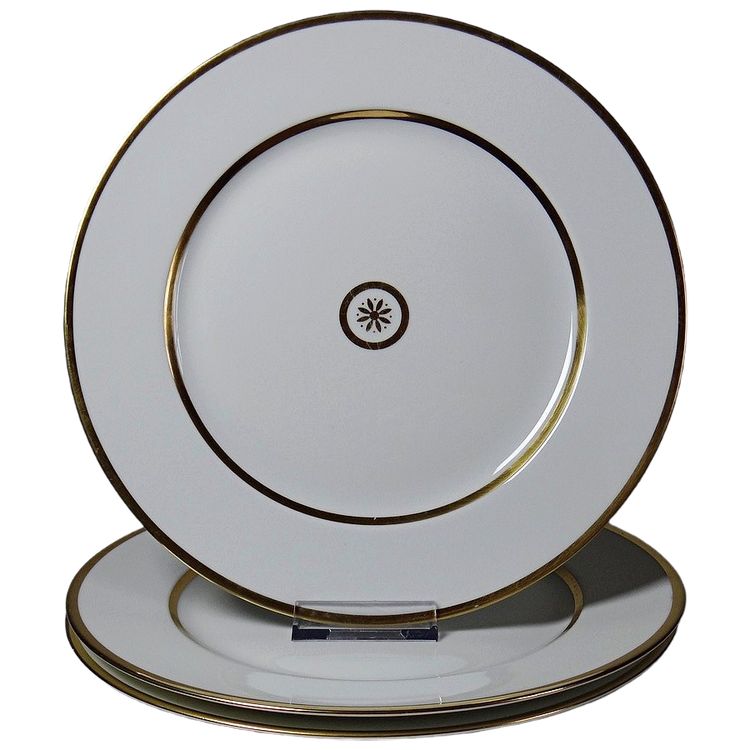 3 Assiettes plates en porcelaine Bernardaud Limoges modèle Sparte vintage