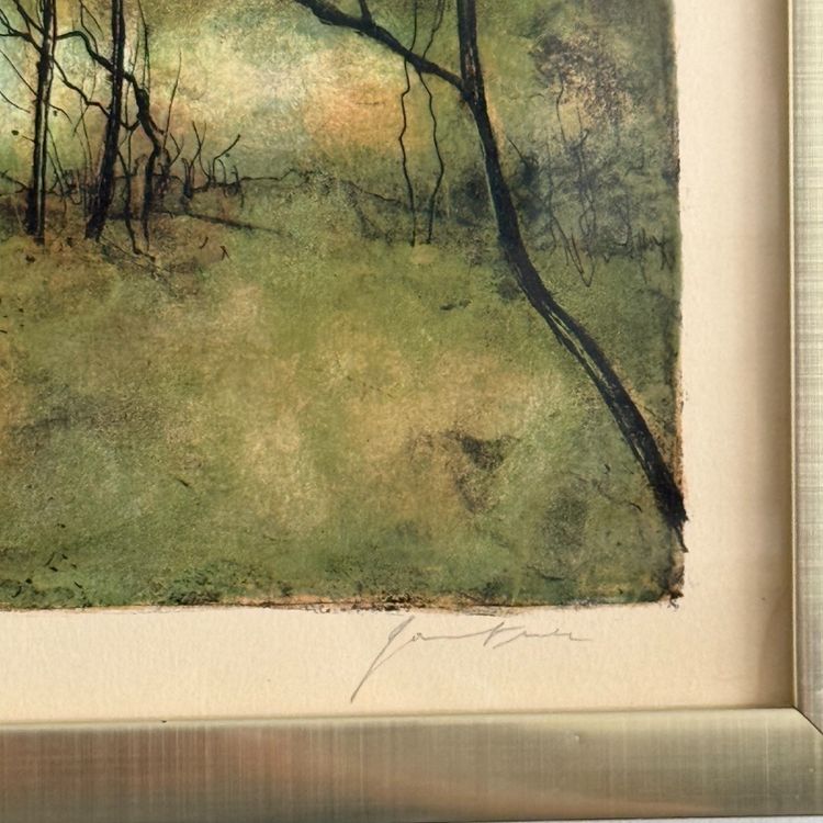 Framed lithograph signed by Bernard Gantner, EA 13/25, "Landscape with a Pond"