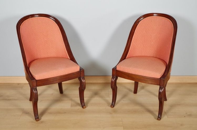Salon Restauration en acajou, deux fauteuils et deux chaises – vers 1815