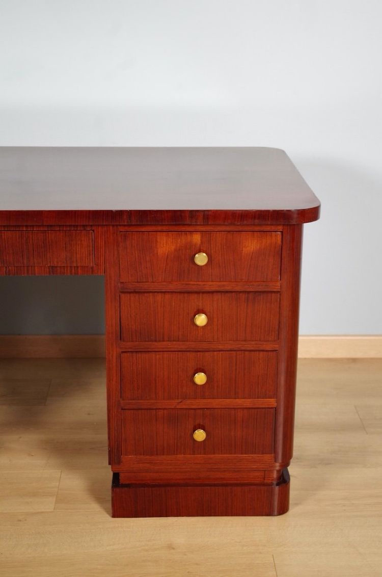 Scrivania Art Déco in palissandro impiallacciato su tutti i lati, 1930 circa