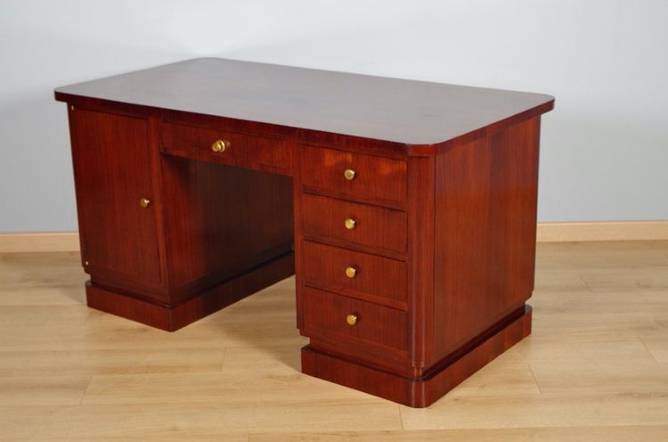 Scrivania Art Déco in palissandro impiallacciato su tutti i lati, 1930 circa