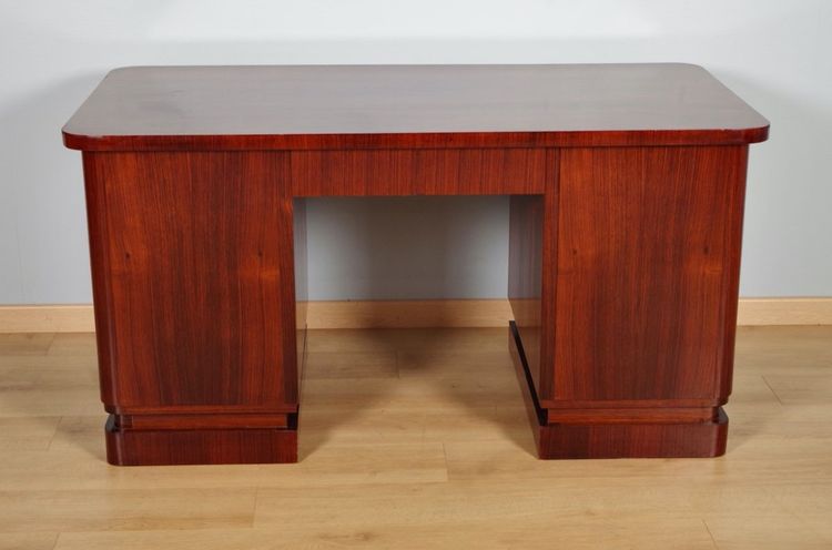 Scrivania Art Déco in palissandro impiallacciato su tutti i lati, 1930 circa