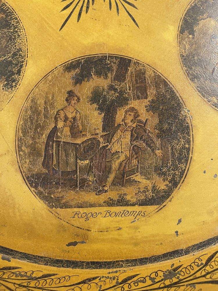 Vassoio in lamiera verniciata con decorazioni ispirate alle “Canzoni di Pierre-Jean de Béranger”, XIX secolo