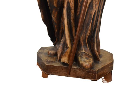 Pair Of Wooden Sculptures Representing 2 Bishops