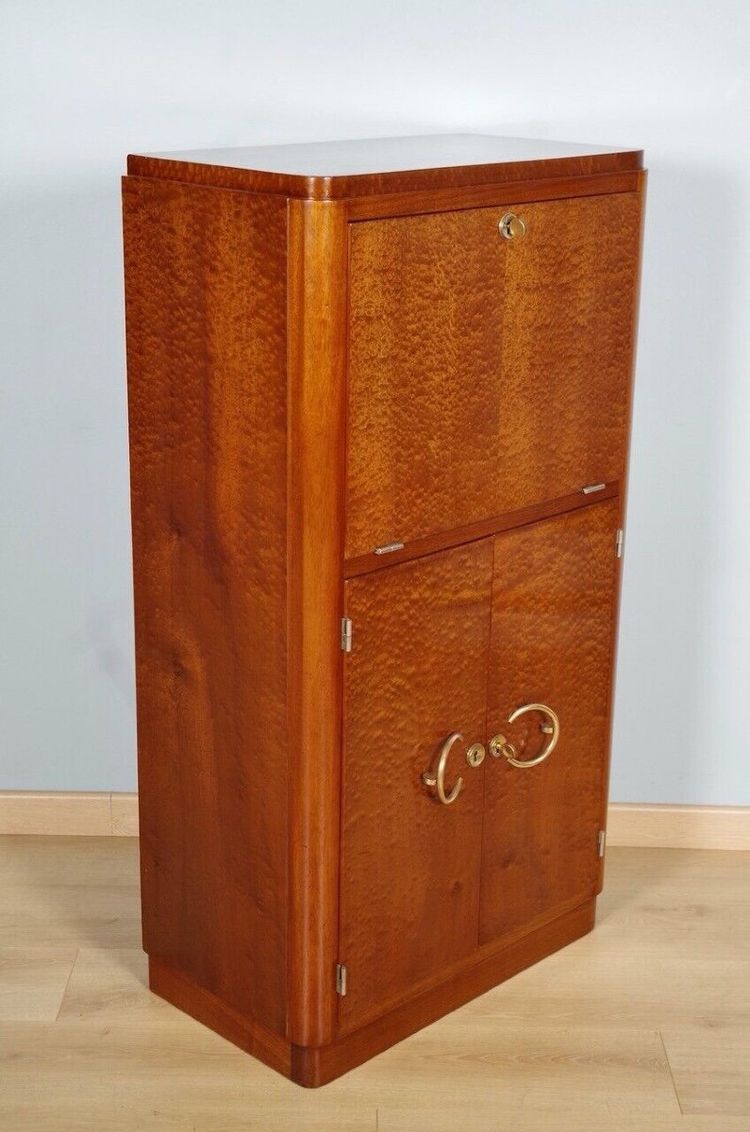 Mobile bar in stile Art Déco in mogano screziato, 1930 circa