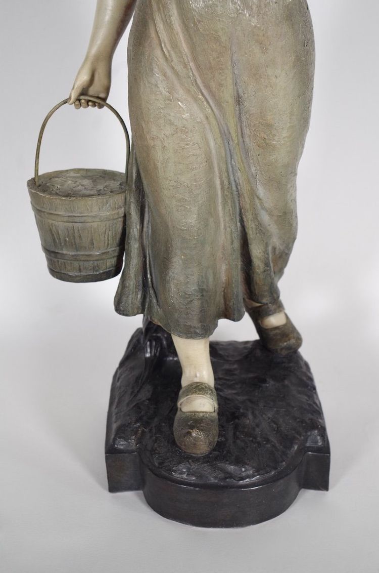 Georges Ormeth - Peasant Woman with a Polychrome Terracotta Bucket, circa 1900