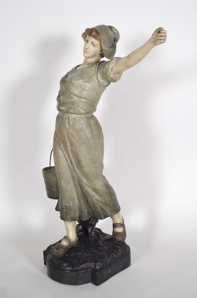Georges Ormeth - Peasant Woman with a Polychrome Terracotta Bucket, circa 1900