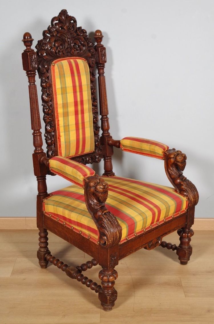 Ein Paar Louis-XIII-Sessel aus geschnitzter Eiche, um 1900