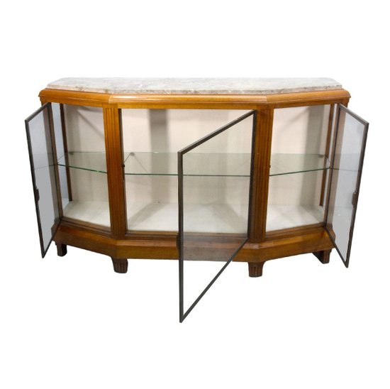 Vitrine En Acajou Et Bronze  Art Déco  3 Portes