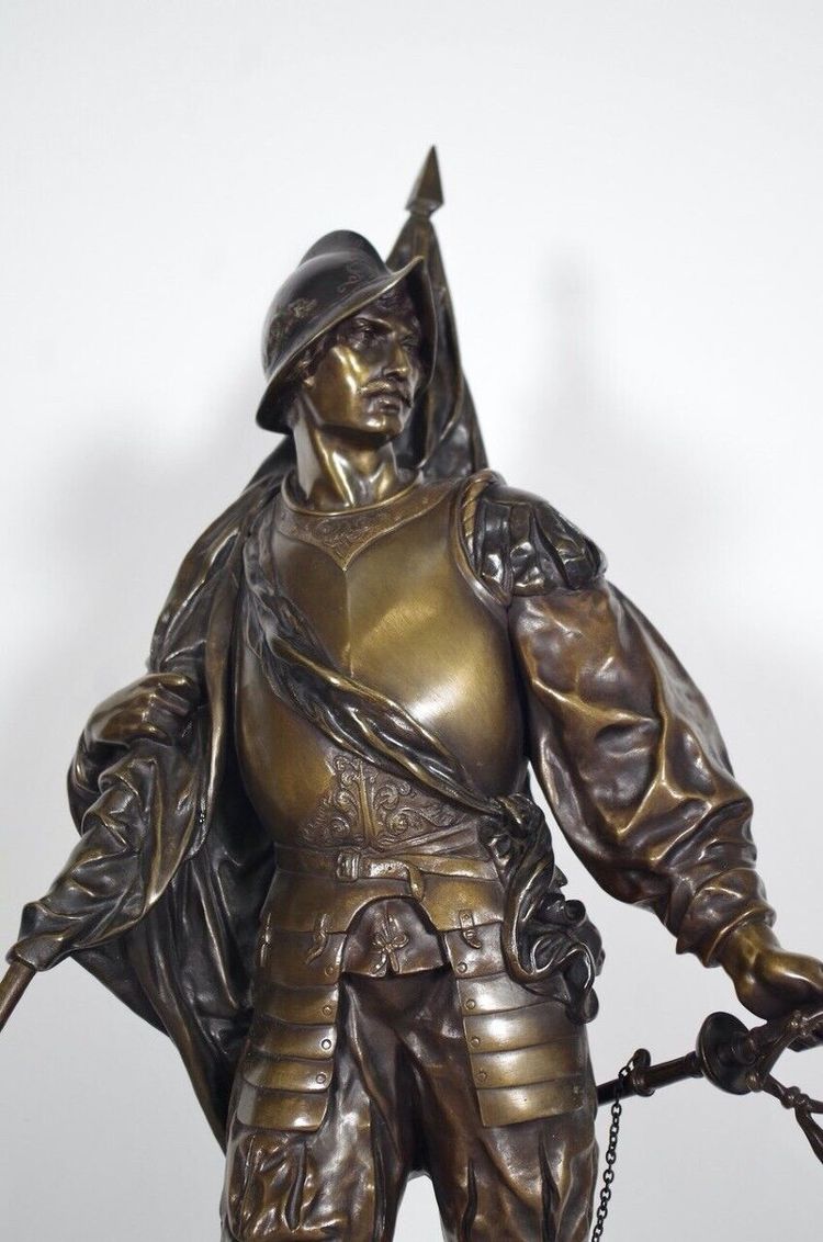 Émile-Louis Picault (1833-1915) - Le Porte-Étendard - Bronze à patine brune