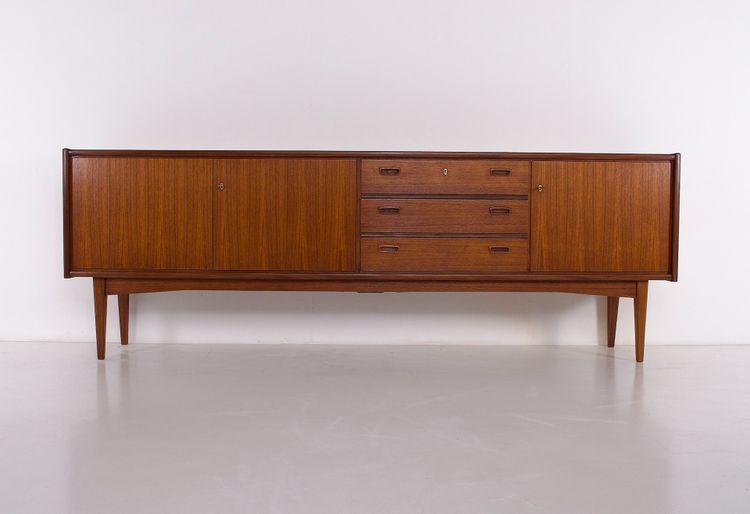 Scandinavian-style teak sideboard with three doors