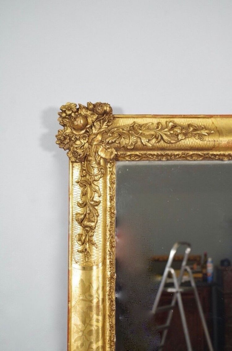 Miroir Napoléon III en bois doré, tain au mercure, vers 1860