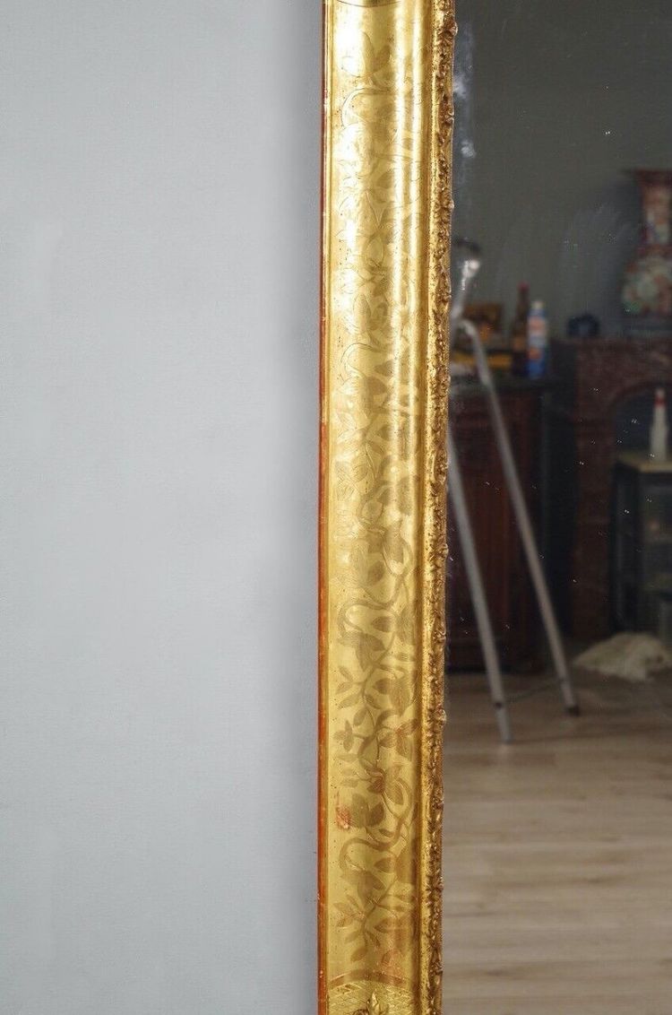 Miroir Napoléon III en bois doré, tain au mercure, vers 1860