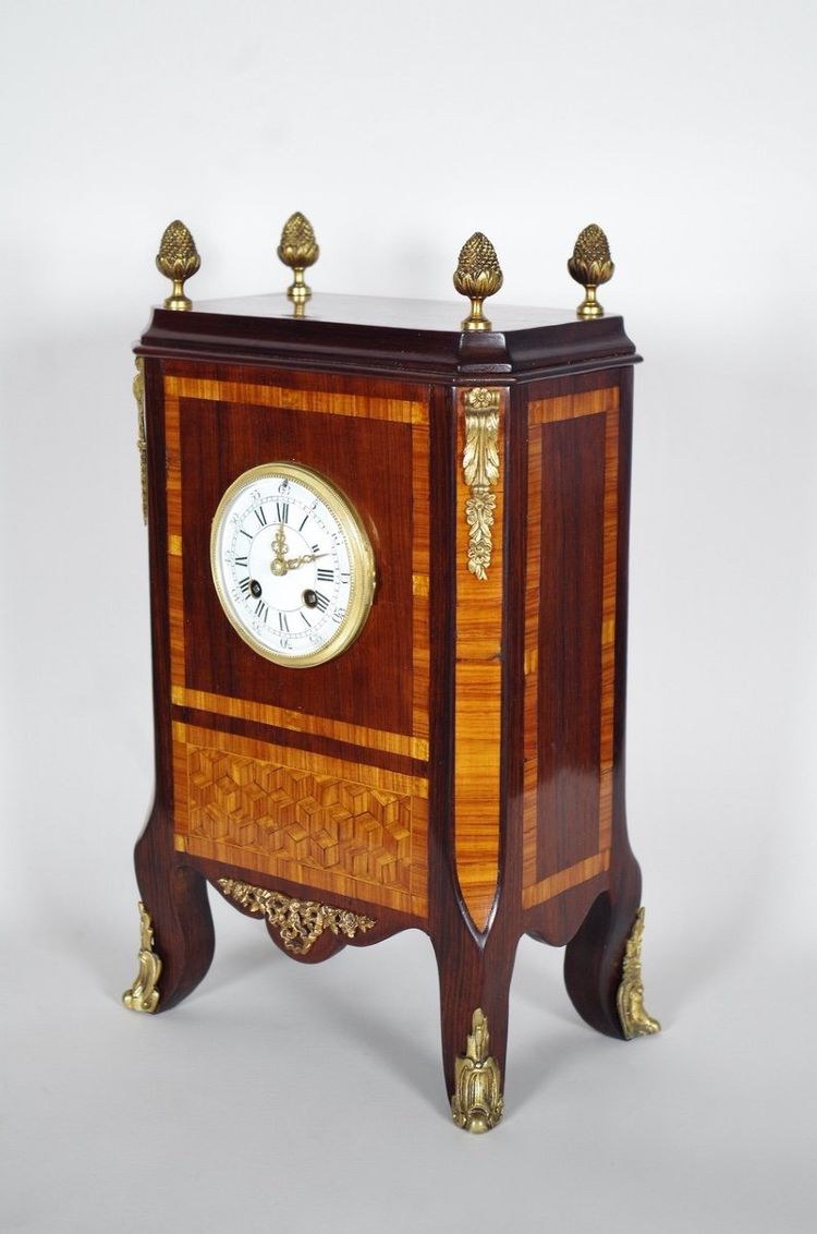 Pendule Transition en acajou marqueté et bronze doré – vers 1880