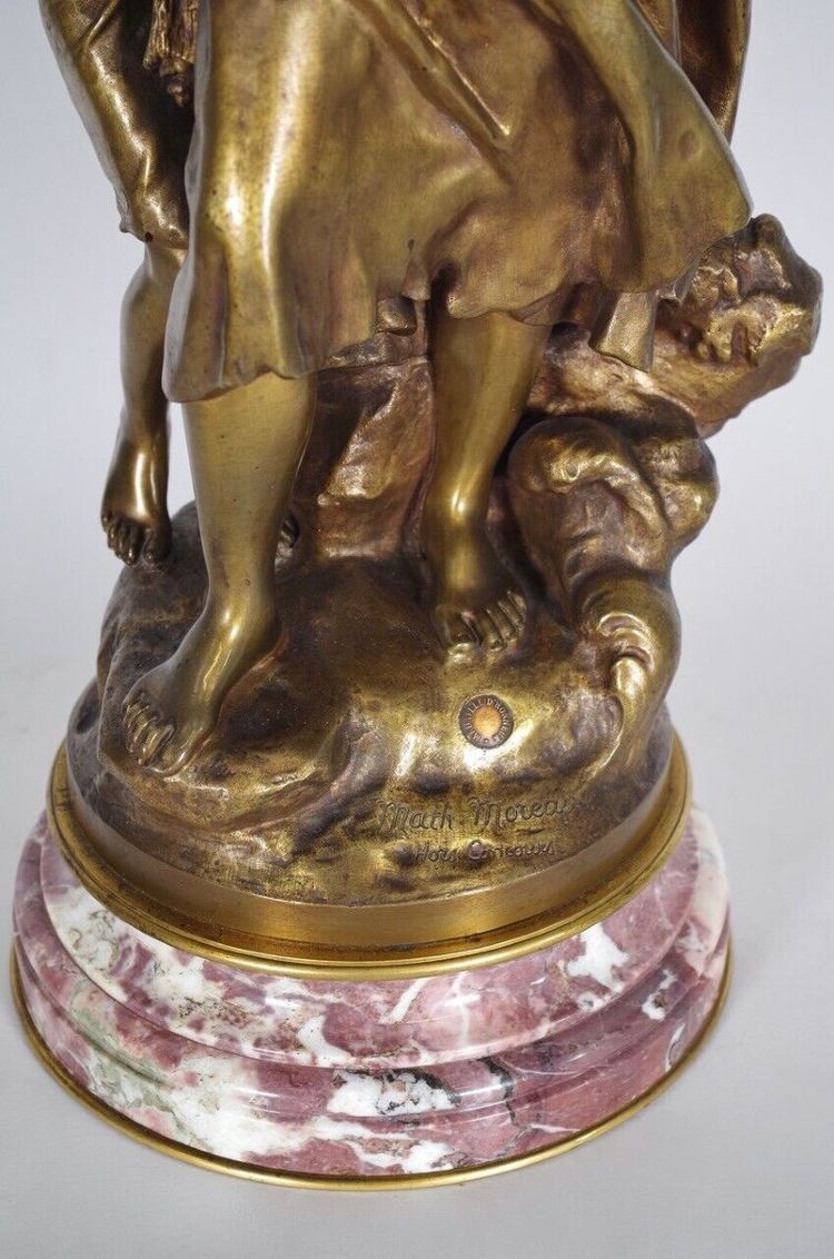 Mathurin Moreau (1822-1912) - Retour de pêche, bronze à patine mordorée