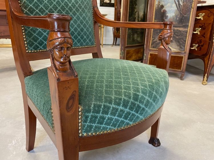 "Return from Egypt" Consulate-style armchair in mahogany, circa 1800