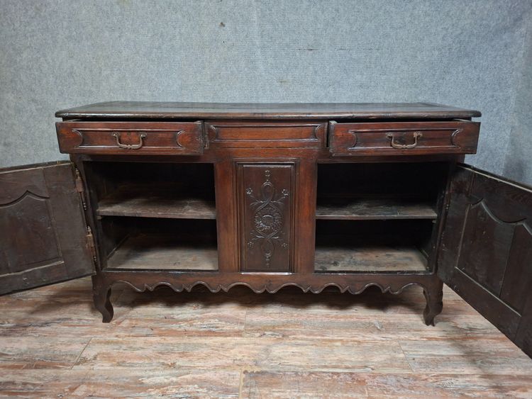 Credenza rustica in stile Luigi XV in legno massello di quercia - XVIII secolo