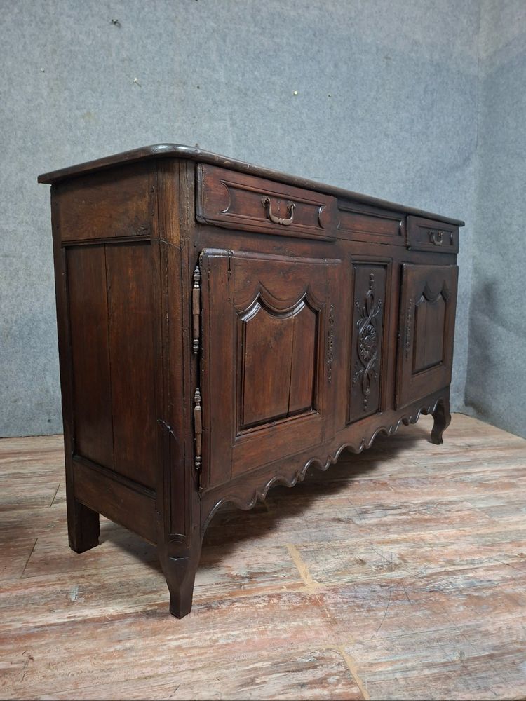 Credenza rustica in stile Luigi XV in legno massello di quercia - XVIII secolo