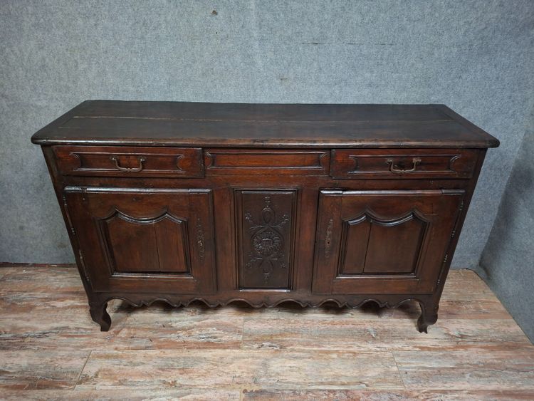 Credenza rustica in stile Luigi XV in legno massello di quercia - XVIII secolo