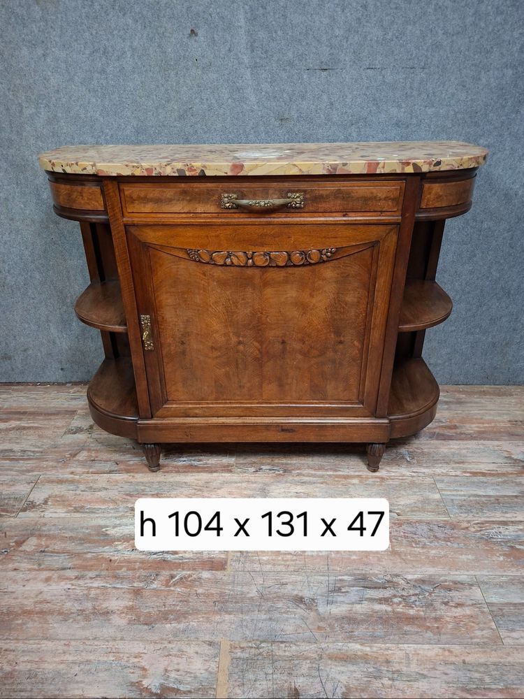 Credenza Art Déco in noce e marmo breccia – Circa 1930