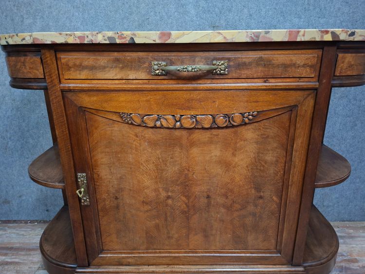 Credenza Art Déco in noce e marmo breccia – Circa 1930