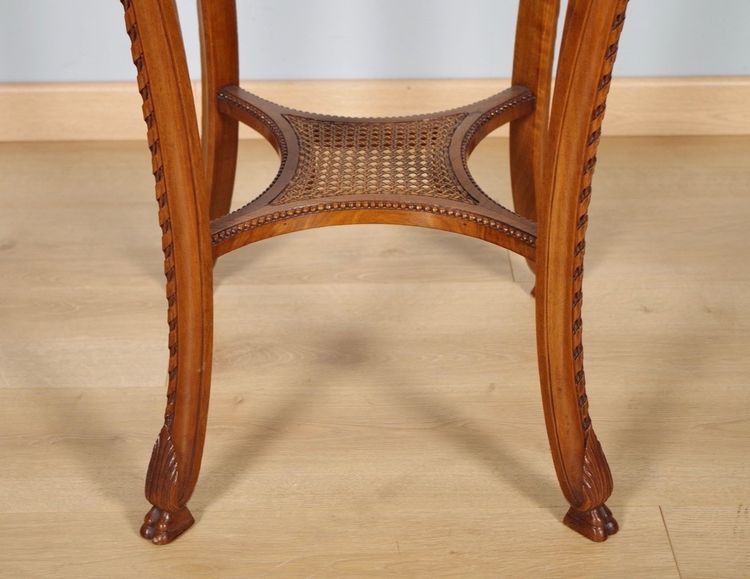 Regence-style armchair in carved walnut and marble, circa 1900