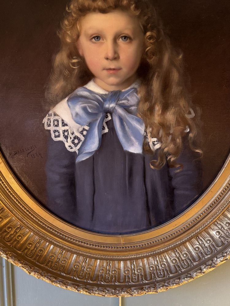 Portrait of a young boy by Auguste Delécluse, dated 1884