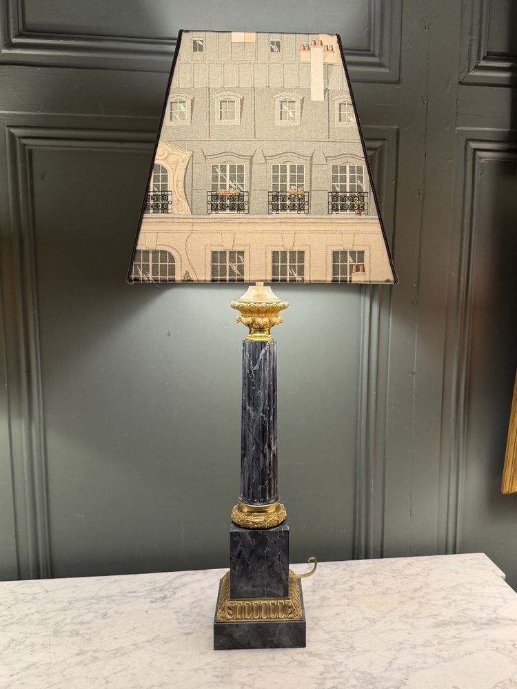 Carcel Lamp In Painted Sheet Metal And Gilt Bronze, 19th Century, Height 81 Cm