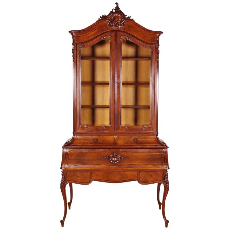 Schreibtisch mit Bücherregal im Napoleon-III.-Stil aus Palisanderholz, Louis-XV-Stil, um 1860