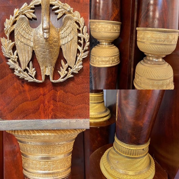 Lit Empire en acajou flammé et bronze doré, vers 1810