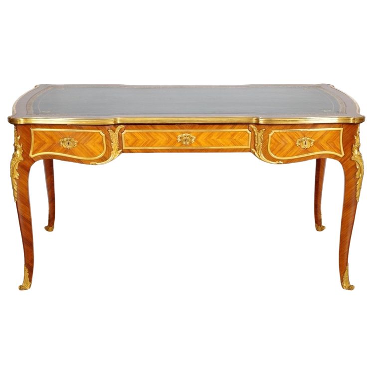 François Linke: Flacher Schreibtisch im Louis-XV-Stil aus Palisander und Rosenholz, um 1880