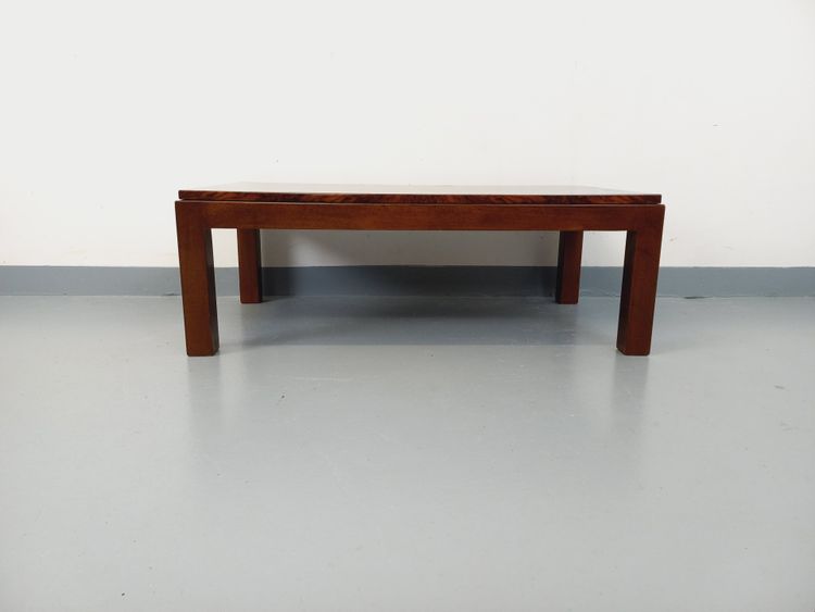 Vintage rectangular coffee table in elm and elm burl from the 1970s