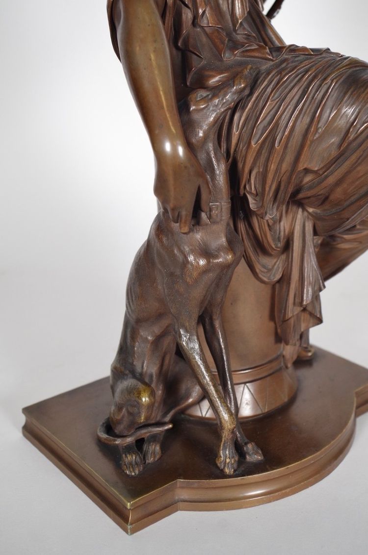 Auguste Joseph Peiffer (1832-1886) Diane chasseresse en bronze