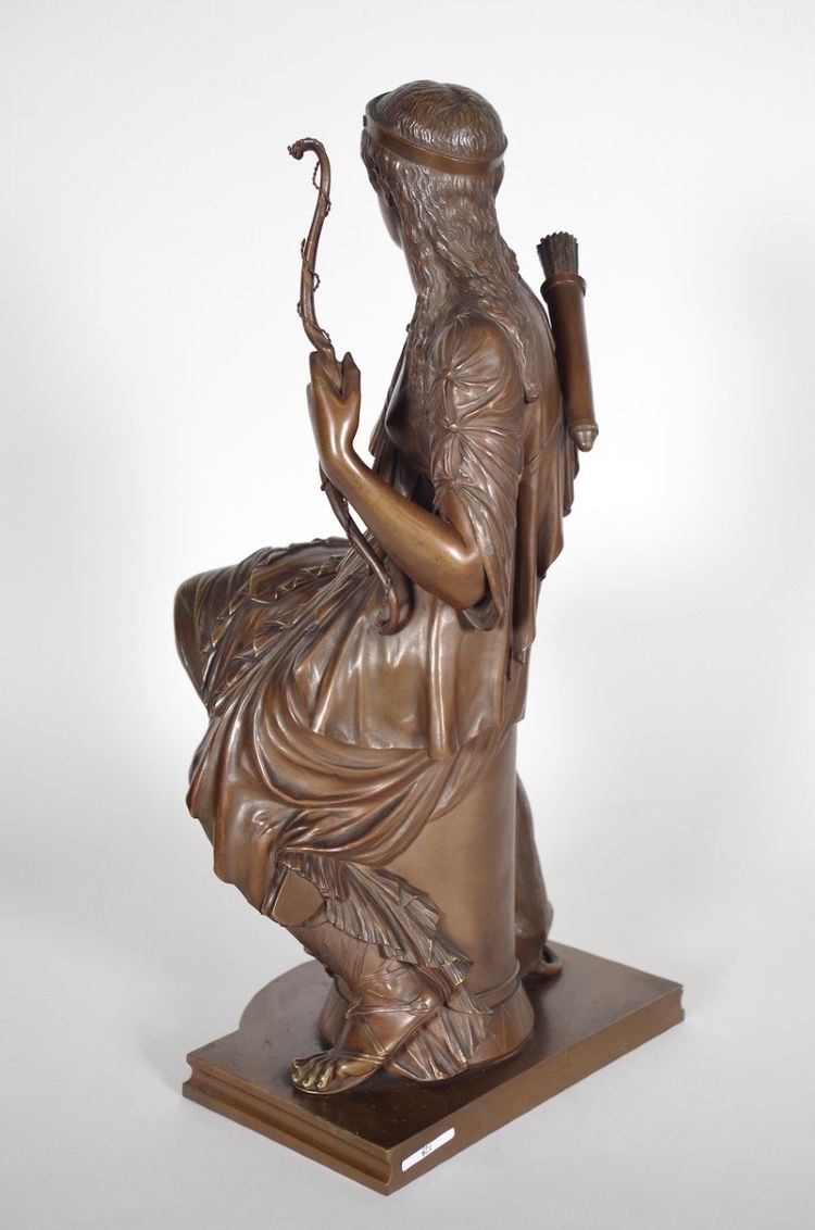 Auguste Joseph Peiffer (1832-1886) Diane chasseresse en bronze