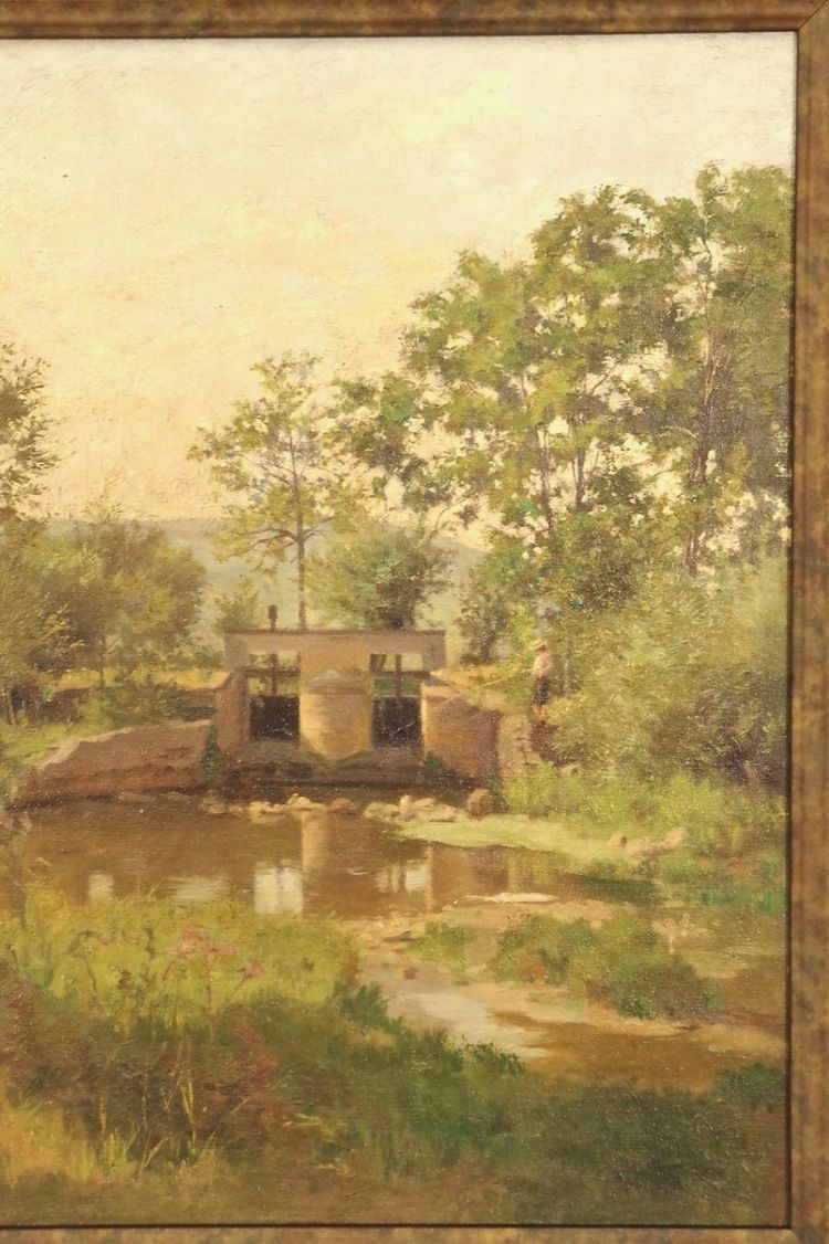 Paul Grégoire – Flussufer, Öl auf Leinwand